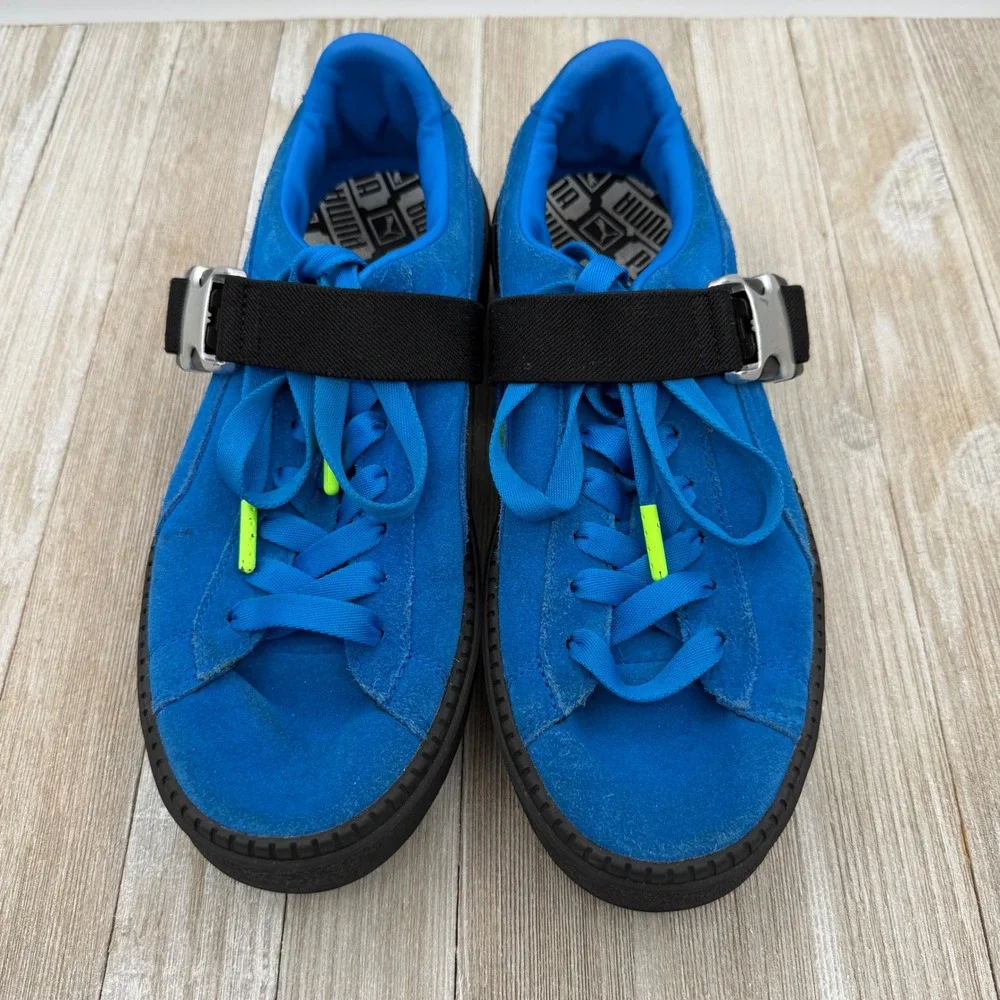 Puma Suede Platform Buckle Blue Black Sneakers 367451-01 Womens 8